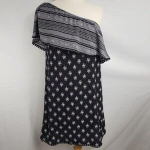 Xhilaration One Shoulder Black Gray Dress